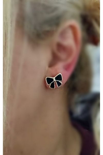 mos&more Minimal Black Bow Casual Women's Earrings