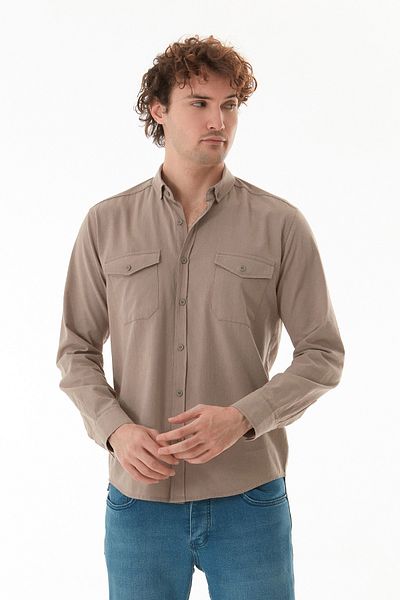 Fulla Moda Βασικό πουκάμισο Gabardine με κουμπωτά