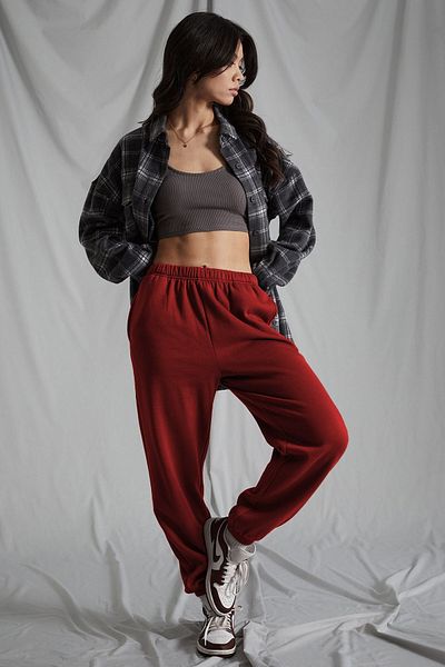 Madmext Damen-Jogginghose „Claret Red“ mit elastischem Bund und Übergröße Mg1235