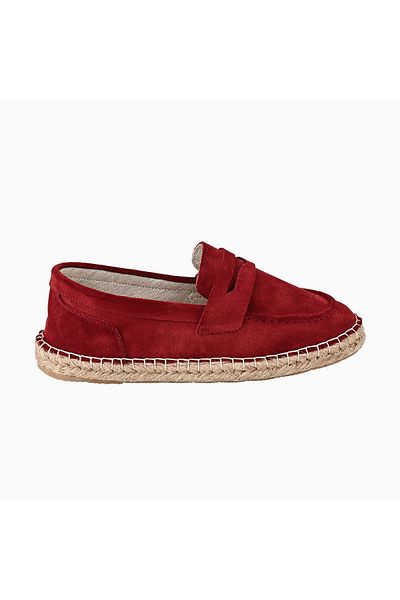 NOOSY Espadrile de damă din piele naturală bordeaux lucrate manual