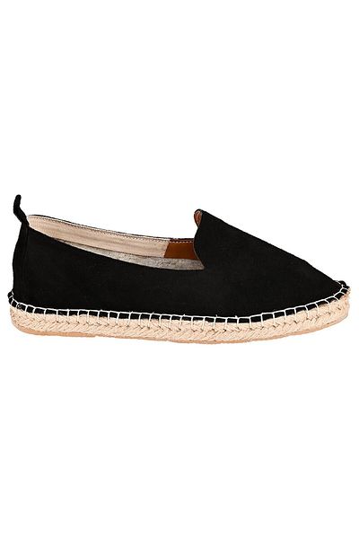 NOOSY Espadrile de damă din piele naturală neagră lucrate manual