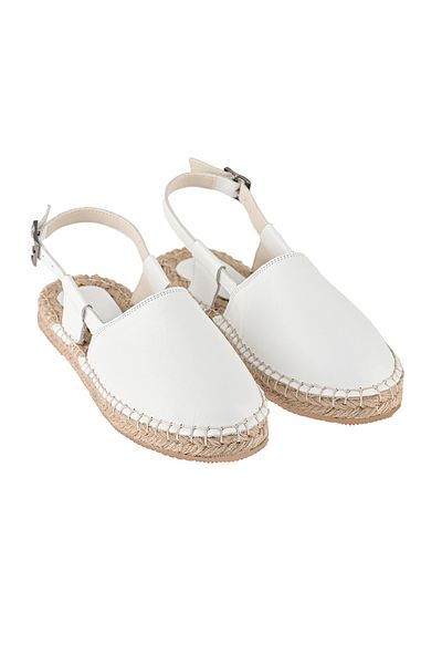 NOOSY Genuine Leather White Women's Handmade Espadrille