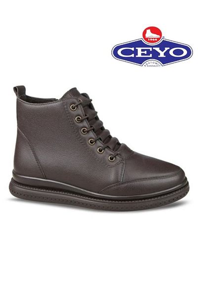 Ceyo Γνήσιο δέρμα Πλήρες Ορθοπεδικό Ψυχρό Αντιολισθητικό Φερμουάρ και Λαστιχένια Δαντέλα Γυναικείες Μπότες 24040