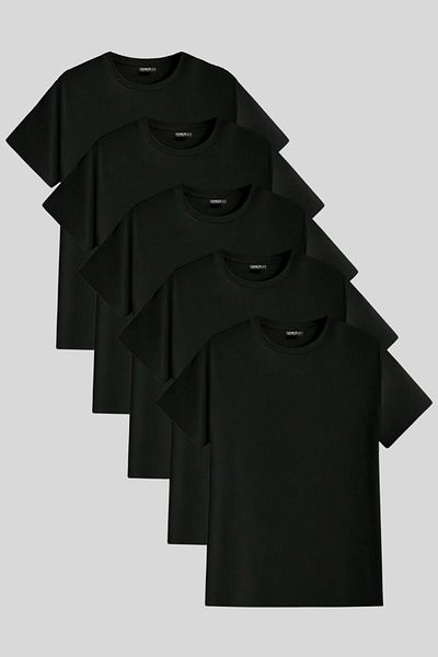 GENIUS STORE Men's T-Shirt Standard Fit Basic Crew Neck 5-Pack T-Shirt Basic-Manless5