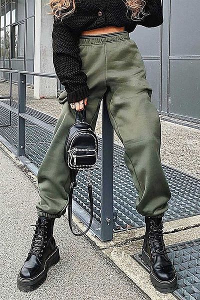 Madmext Mad Girls Khaki Oversize Damen-Trainingsanzug mit elastischen Beinen Mg324