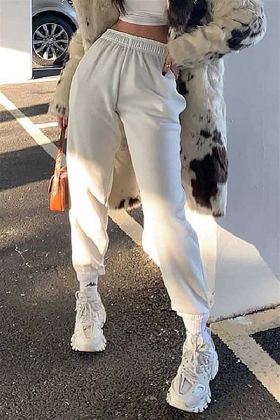 Madmext Γυναικεία αθλητική φόρμα Mad Girls White Elastic Leg Oversize Mg324