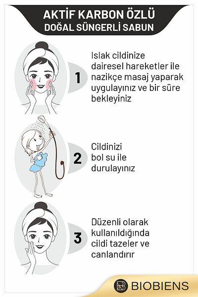 Biobiens الاستحمام بخلاصة الكربون النشط وصابون إسفنجي طبيعي خاص للبشرة