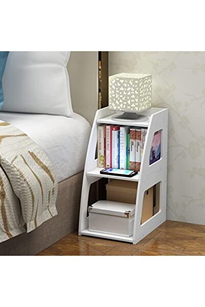 Generic 3-tier End Table - White Bedside Nightstand For Living Room, Bedroom, Bathroom & Small Spaces