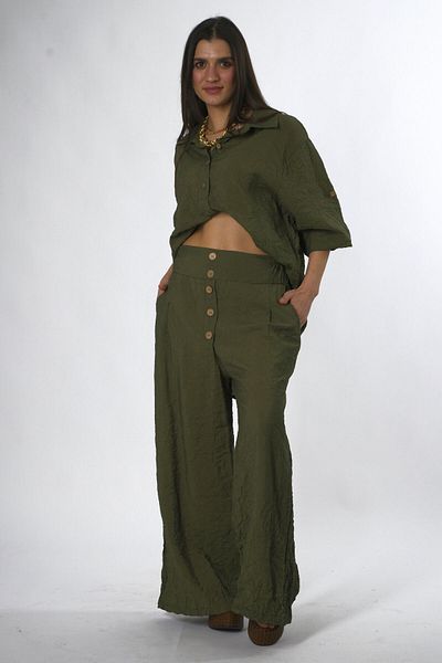 ABBRA Women's Button Detailed Wrinkle Suit
