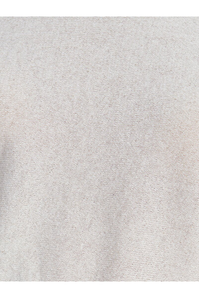 Dilvin 10735 Boat Neck Thin Knitwear Sweater-Beige Melange