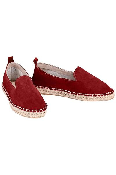 NOOSY Women's Burgundy Genuine Leather Handmade Espadrille