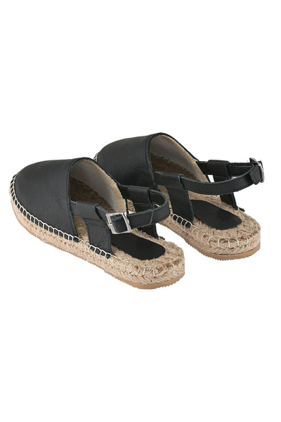 NOOSY Valódi bőr fekete mintás női kézzel készített espadrille