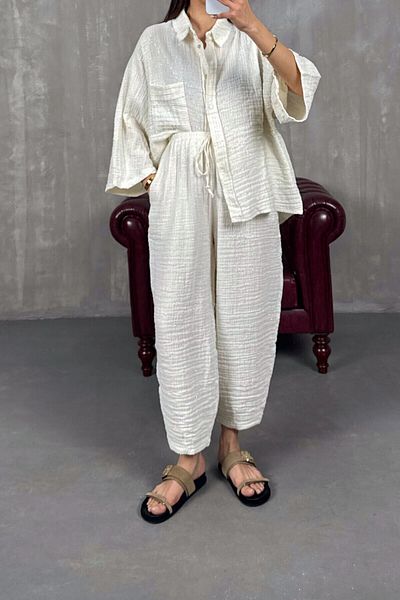Suzi Women's Muslin Fabric Silvery Shirt Shalwar Pants Suit 50984