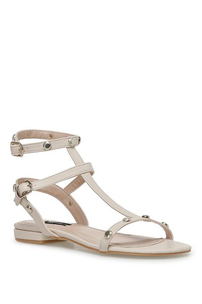 Nine West LALLEY 3FX Cream Women's Flat Sandals