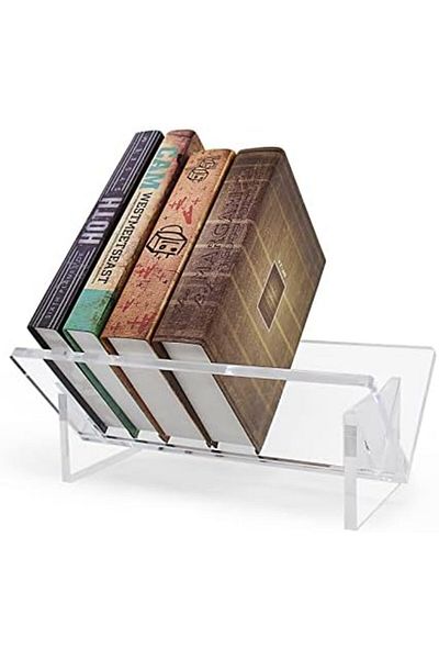 Generic رف كتب سطح مكتب من الأكريليك الشفاف - منظم بسيط لعرض الكتب والمجلات للمنزل أو المكتب