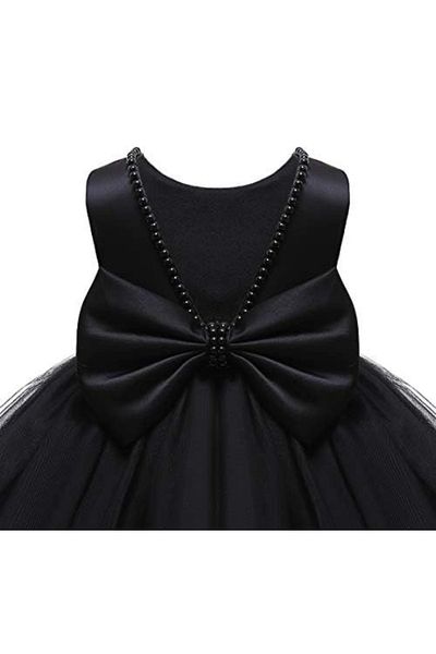 Mislina Girl's Black Pearl Design Dress