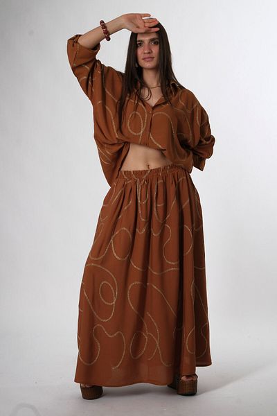 ABBRA Women's Pocket Detailed Oversize Skirt Set