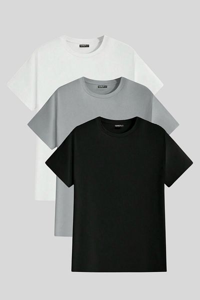 GENIUS STORE Men's T-Shirt Standard Fit Basic Crew Neck T-Shirt Basic-Manless3