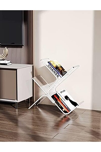 Generic Large Clear Acrylic 3-Tier Bookshelf – Modern Leaning Wall Bookcase and Decorative Storage Rack