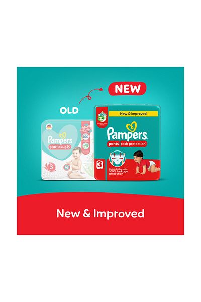 Pampers Rash Protection Pants Diapers, Size 3, 6-11kg, +50% Aloe Vera Lotion,Mega Pack, 60 Count