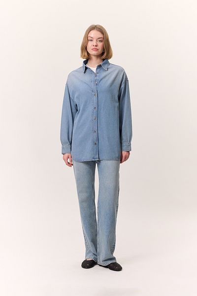 Manuka Cămașă OVERSIZE DENIM CU CUREA ALBASTRĂ