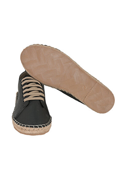 NOOSY Genuine Leather Black Women's Handmade Espadrille