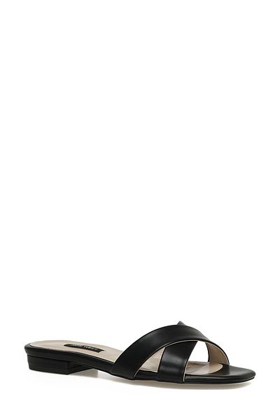 Nine West Allena 3fx Czarne Płaskie Kapcie Damskie