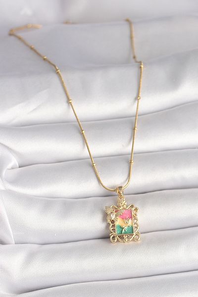 BESKAR 316L Steel Gold Color Colorful Zircon Stone Butterfly Embroidered Portrait Model Women's Necklace
