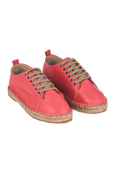 NOOSY Espadrile de damă din piele naturală cu flori de rodie lucrate manual
