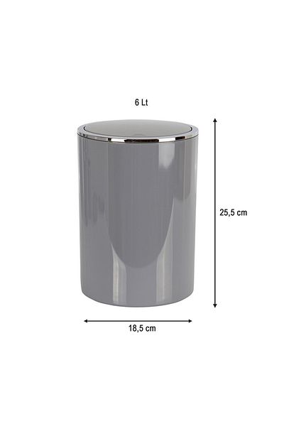 Prima Nova Lenox 6 Lt Grey Κάδος απορριμμάτων - Για Μπάνιο, Κουζίνα, Γραφείο