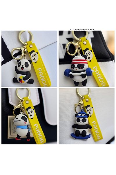 Meyra Accessories Panda Figured Luxury Keychain Bag Accessory Colorful Gift 1Pc