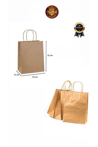 figanlar ambalaj Medium Size Cardboard Bag 25X12X31Cm 50 Pieces Steam Resistant Kraft