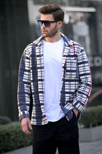 Madmext Cămașă lumberjack pentru bărbați cu model negru 6708