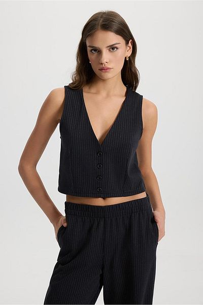 VENA Women's Anthracite Striped Vest
