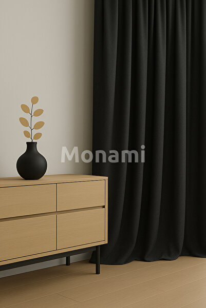 Monami Luxury Anthracite Elegance Light Proof Blackout Curtain