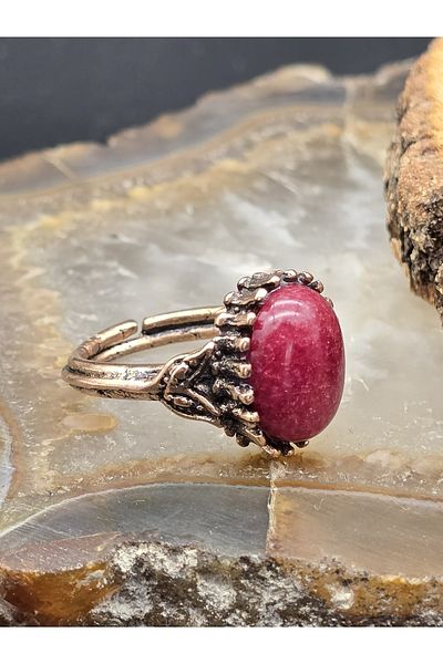 NBS Beautiful Naturel Stones خاتم من النحاس الحقيقي مع حجر طبيعي قابل للتعديل لحماية العين الشريرة (الاتجاه، الجمع، اليومي)