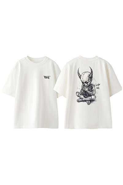 THEWERT Ruksak Lucifer Baby Design Štampano Pamuk Beli Oversize kroj T-shirt