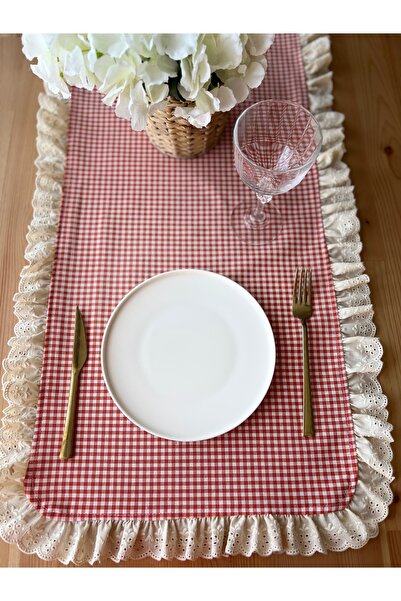 eyma home Pitikare Fısto fırfırlı runner 45 cm 130 cm (leke tutmaz)