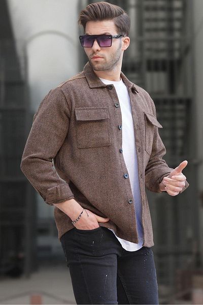 Madmext Pánská košile Camel Lumberjack 6726