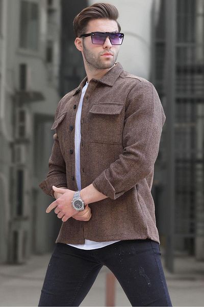 Madmext Pánská košile Camel Lumberjack 6726