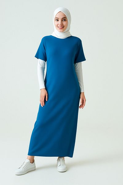 mirach Φόρεμα Maxi με κοντό μανίκι - Crew Neck, Basic Knitwear Abaya Ferace