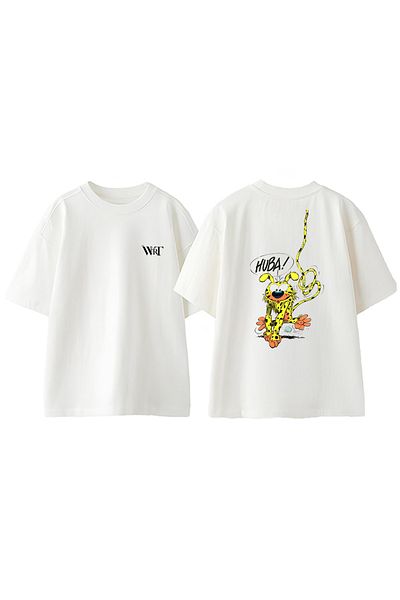 THEWERT Μπλουζάκι Marsupilami Huba Design με στάμπα από βαμβακερό λευκό oversize