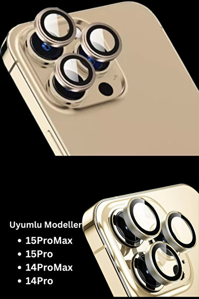 PSGT Iphone 14 Pro Max / 14 Pro Uyumlu Altın Kamera Lensi Koruyucu