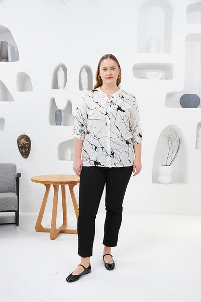 RMG Large Size Silk Viscose Soft Thin Shirt Ecru