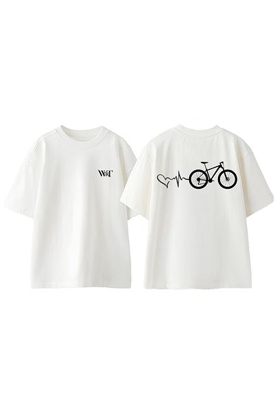 THEWERT Μπλουζάκι Love Bike Design Back Printed Βαμβακερό λευκό oversize μπλουζάκι