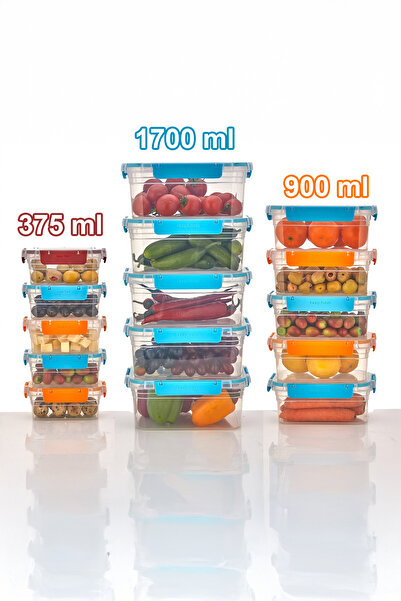 Fesya Home Freska 3-Piece (375-900-1700 ml) Leakproof Rectangular Storage Container Set with Gasket - Claret Red