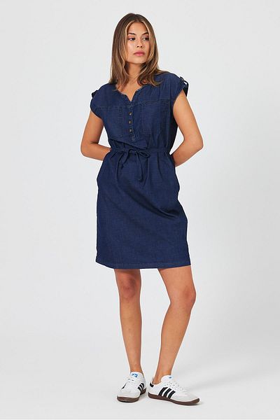 VENA Rochie Riva Albastru Inchis pentru damă Jeans - Nasturi In Front, croială Regular