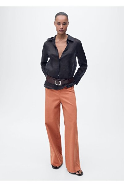 MANGO Woman Yüksek belli Wideleg jean