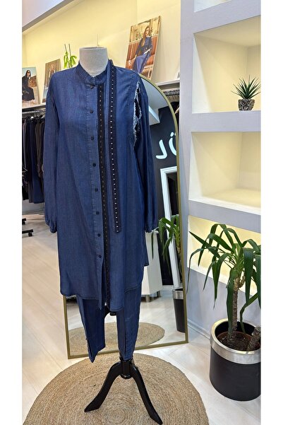 MissWhence Mi̇sswhence Jeans Shirt Suit 37307 Dark Blue