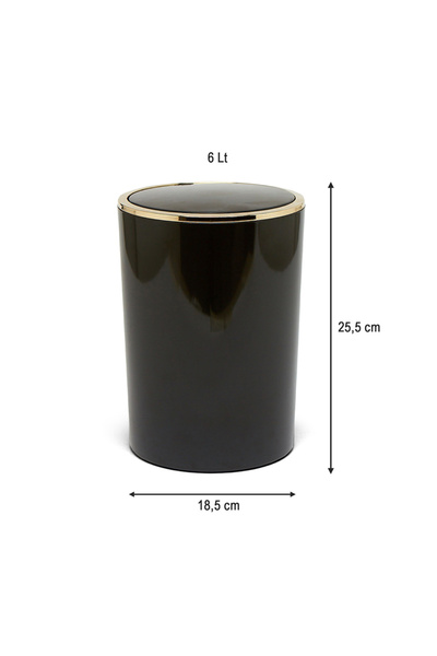 Prima Nova Lenox Trash Can 6Lt Black Gold Color
